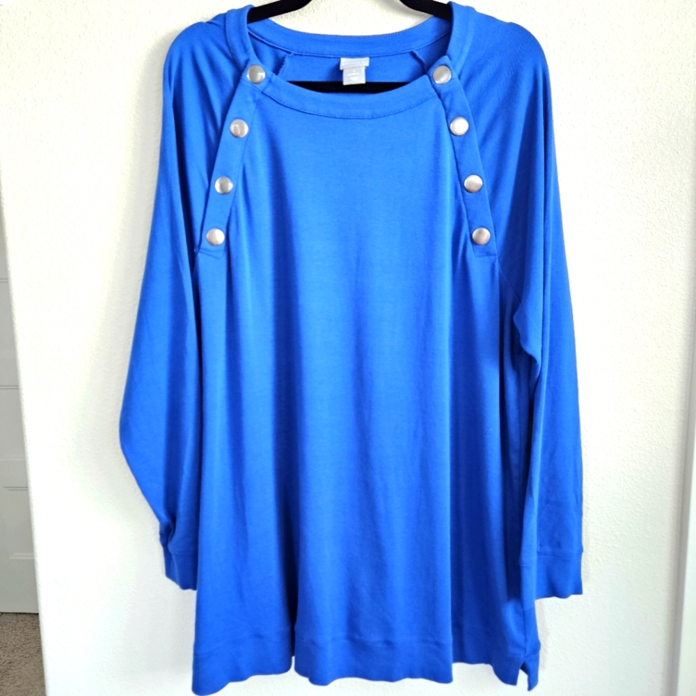 Chico's Blue Button-Accent Blouse